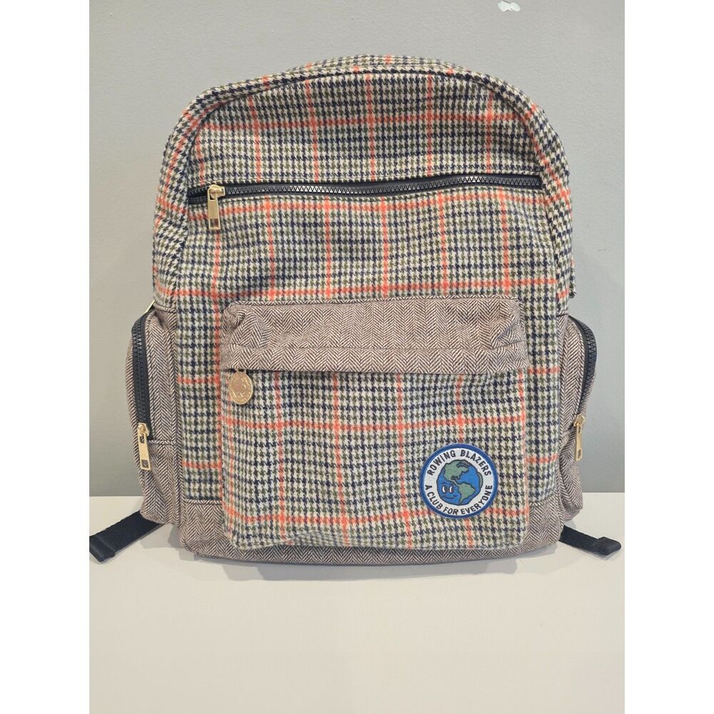 Rowing Blazers Target Plaid Backpack Herringbone School Travel Bag NWOT 17.75"